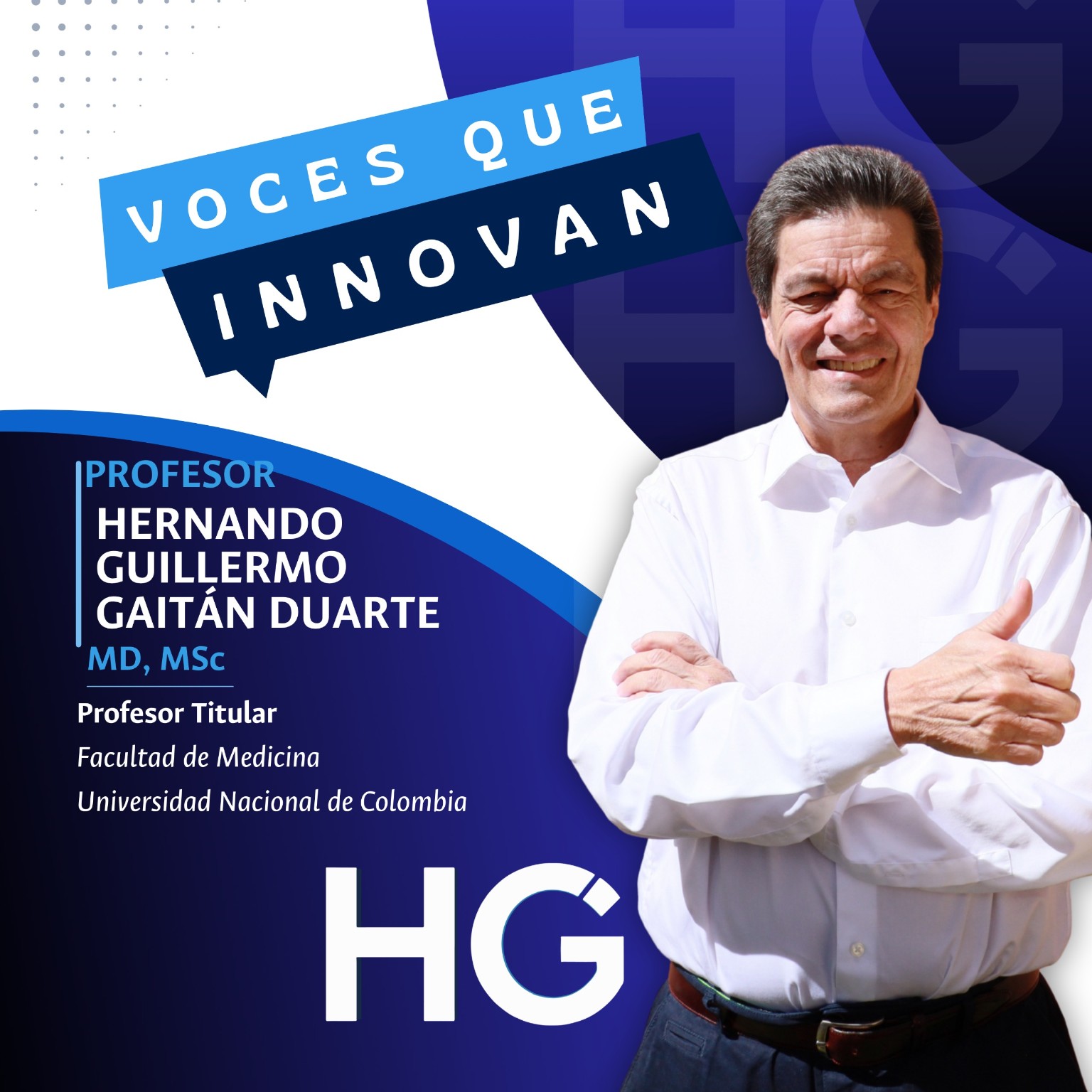 Profesor Hernando Gaitán sonriendo con los brazos cruzados