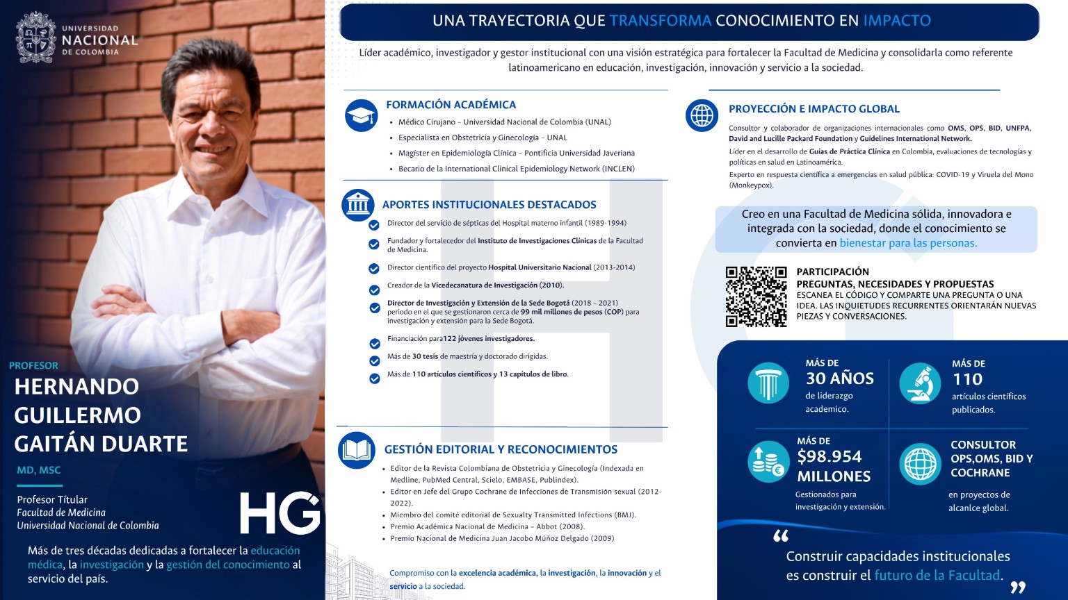 Trayectoria académica e institucional del profesor Hernando Gaitán